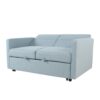 Loveseat Sleeper Pull Out Couch 3 In 1 Sofa Bed Adjustable Backrest - Light Blue - Image 7