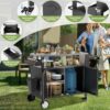 Outdoor Grill Cart With 2 Doors And Patio Furniture Stainless Steel Tabletop - Black / Silver - Image 6