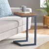 Medium C Shaped End Table With Iron Base And Fir Wood Top - Black - Image 6