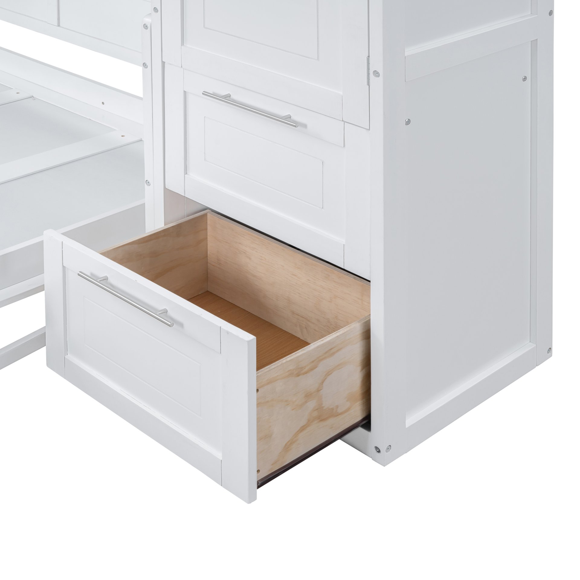 Queen Size Murphy Wall Bed With Closet And Drawers - White - Image 12