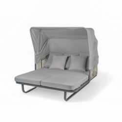 Outdoor Patio Daybed Rattan Daybed Outdoor Sunbed With Detachable Pillows For Patio, Backyard, Pool - Gray