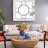 Antique Style Decorative Square Wall Mirror With Mirrored Frame, Wall Decor For Living Room Entryway, Console Lean Against Wall - Silver - Image 4