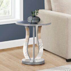 Accent Table, Side Mirror, Transitional - Silver