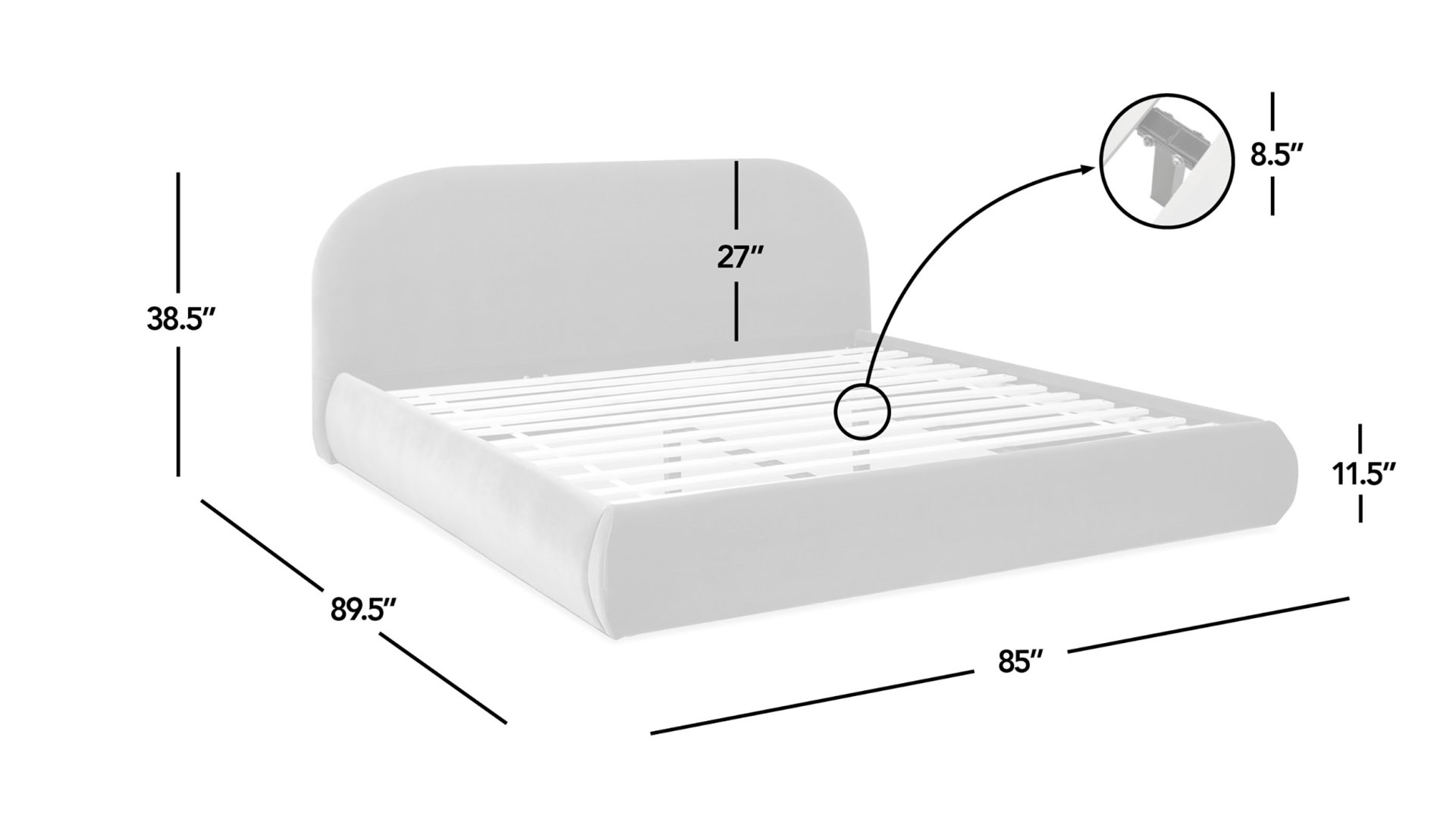 Archie Puffy Grounded - King Upholstered Platform Bed - Almond White - Image 7