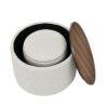 Classic 2 Piece Round Chenille Storage Ottoman Set With Drum Shaped Stool And Desktop Panel - Beige - Image 13