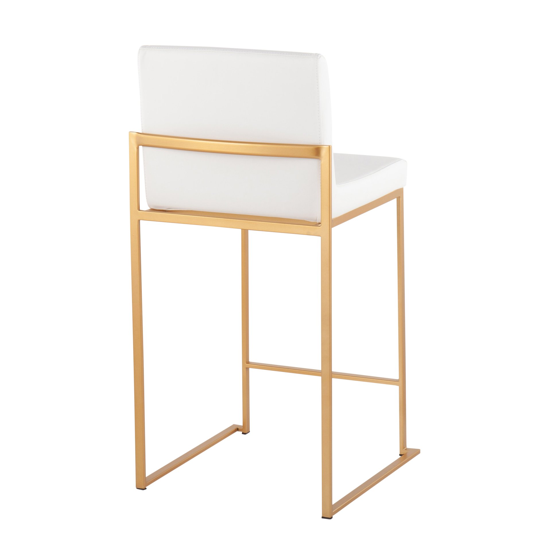 Fuji - Contemporary High Back Counter Stool (Set of 3) - White / Gold - Image 4