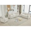Cozy Upholstered Sofa Set Oversized Comfy Cloud Sofa Double Cushion Sofa Group Plush Cushion Sofa Couch For Living Room - Beige - Image 9