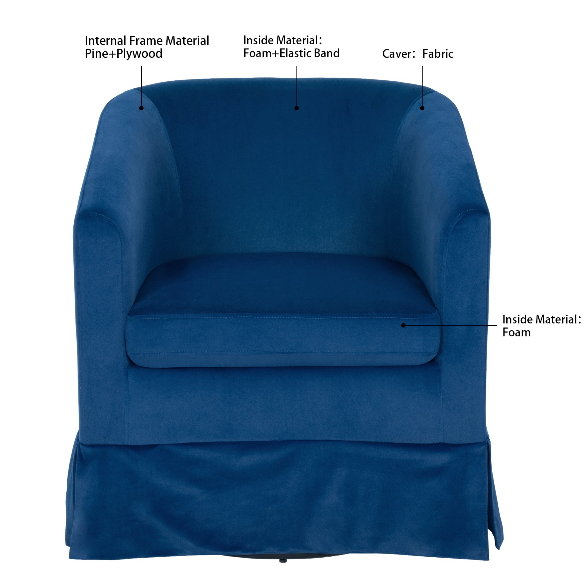 27.36" Wide Swivel Chair - Blue - Image 14