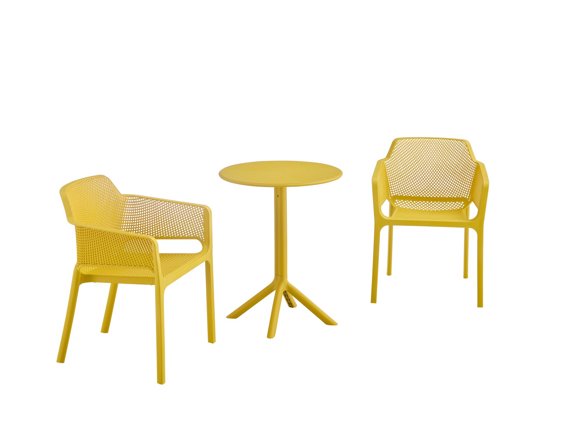 3 Piece Plastic Arm Chair Bistro Grs Premium Ocean Plastic - Mustard - Image 2