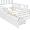 Twin Size Platform Bed With Guardrails On Both Sides And 2 Storage Drawers - White - Image 8