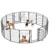 16 Panels Heavy Duty Metal Playpen With Door, Dog Fence Pet Exercise Pen For Outdoor - Black - Image 7