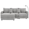 Modern Style 3 - Seater Sofa Sectional Sofa Couch With Storage Space, A Movable Ottoman, Two USB Ports, Two Cup Holders, A Phone Holder For Living Room - Gray - Image 22