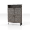 Farmhouse Shoe Storage Cabinet With Barn Door Design, 2 Flip Drawers, Hooks - Dark Oak - Image 19