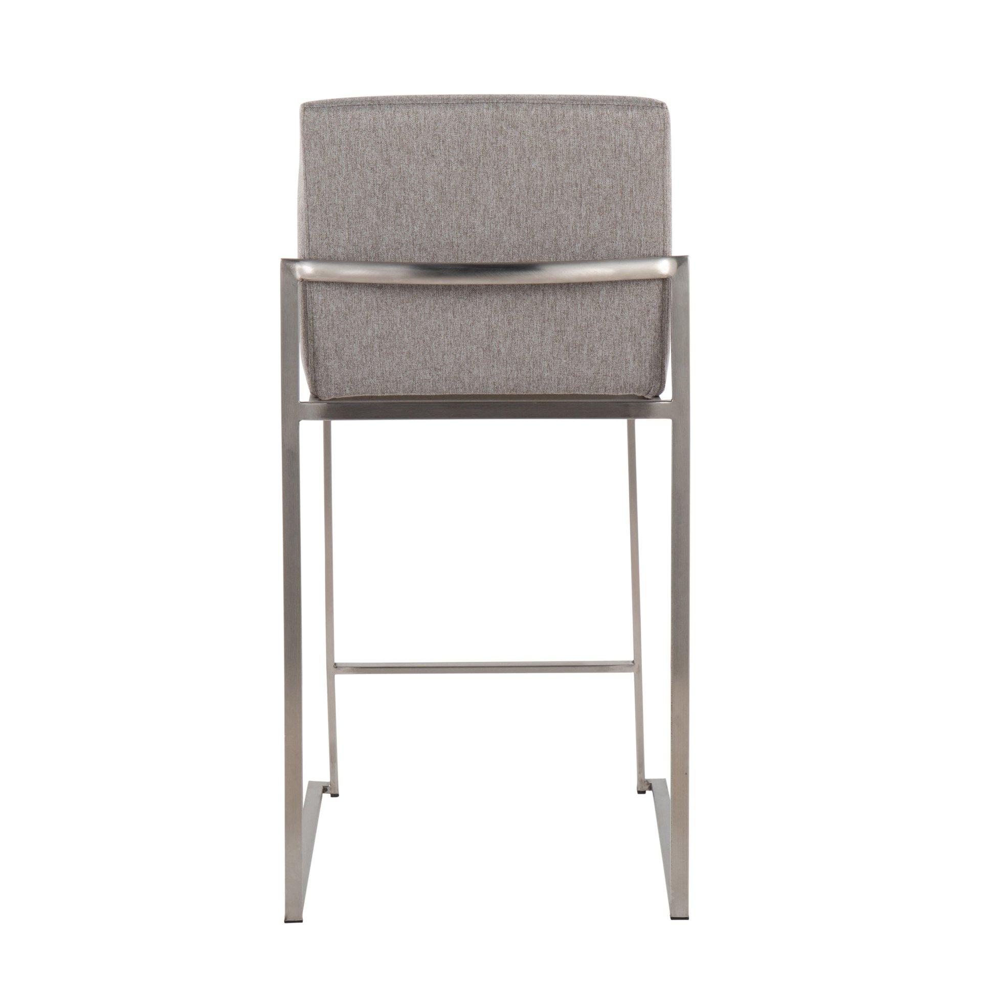Fuji - Contemporary High Back Counter Stool (Set of 3) - Gray - Image 5