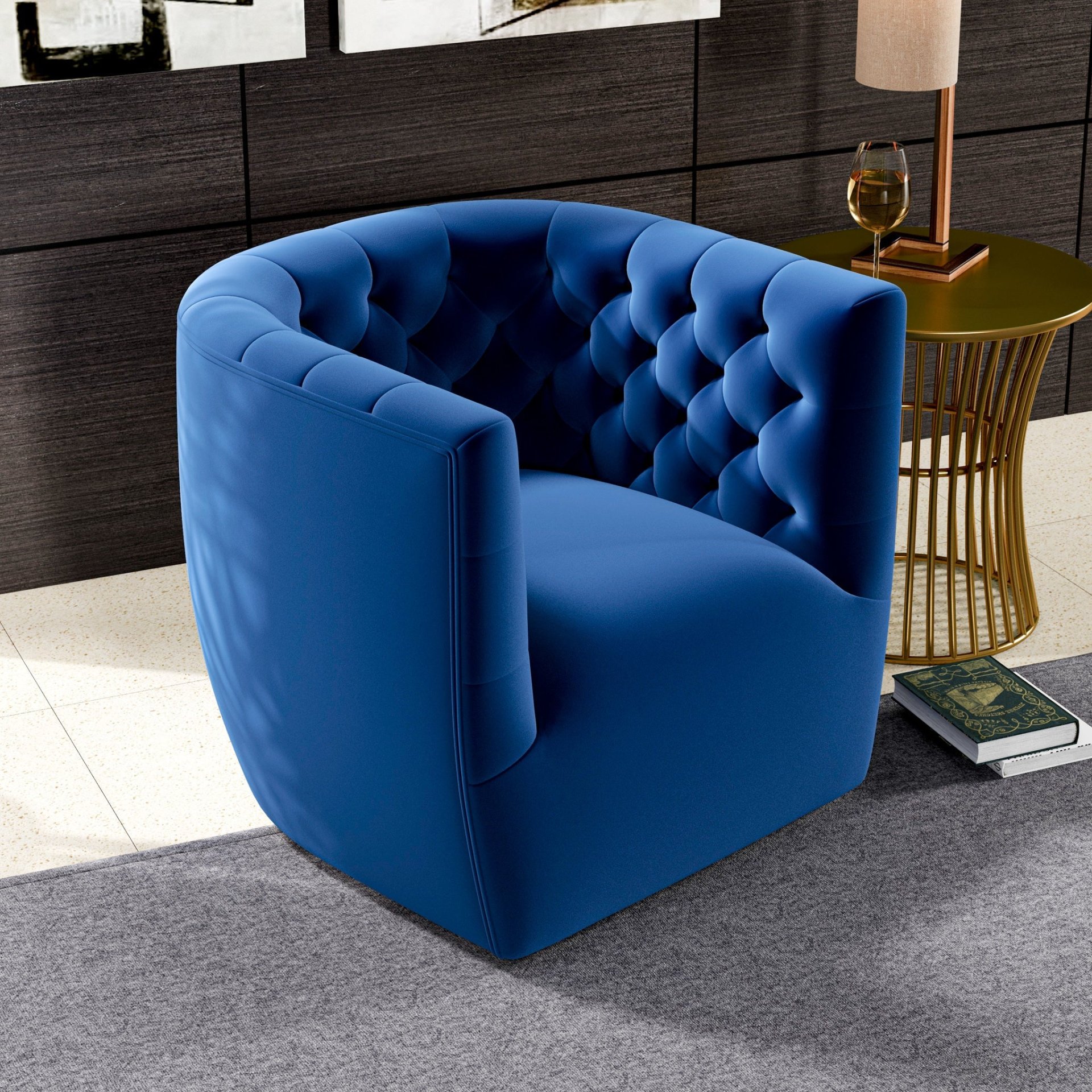 Delaney - Swivel Chair - Dark Blue - Image 14