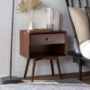 Mid Century Modern Single Drawer Nightstand - Walnut - Image 4