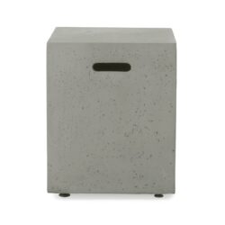 Modern Magnesium Oxide Tank Holder Side Table With Smooth Concrete Surface - Light Gray