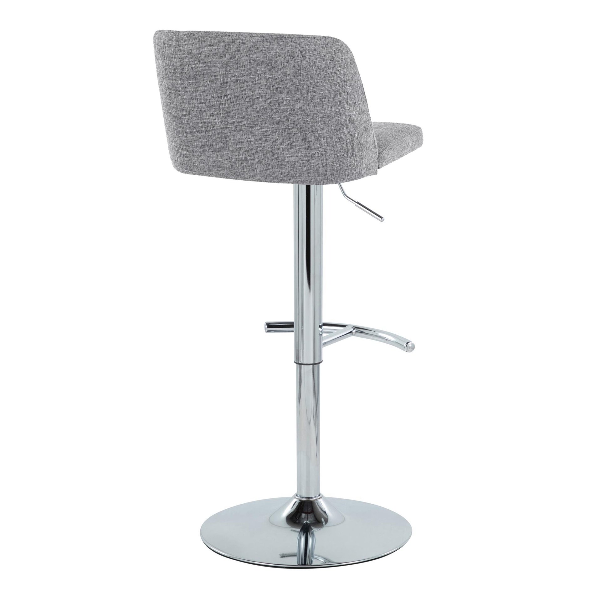 Toriano - Contemporary Adjustable Barstool With Swivel With Rounded T Footrest (Set of 2) - Gray / Chrome - Image 4