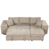 Modern L-Shape 3 Seat Reversible Sectional Couch, Pull Out Sleeper Sofa With Storage Chaise And 2 Stools For Living Room Furniture Set - Cream - Image 9