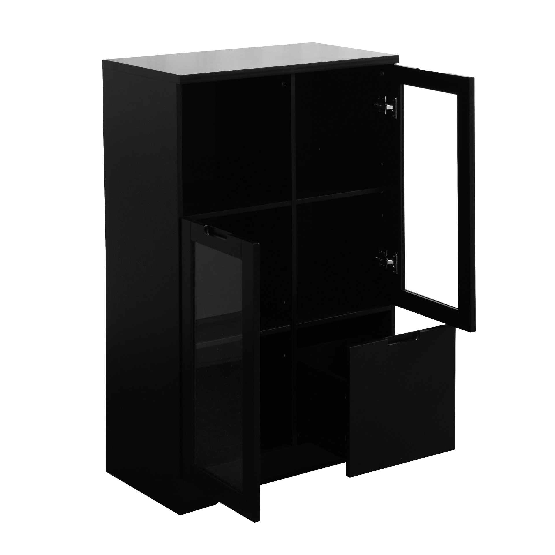 Modern Painted Cabinet With Glass Doors And Drawer - Black - Image 21