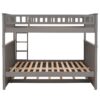 Full Over Full Bunk Bed With Twin Size Trundle, Guardrails - Brushed Gray - Image 5