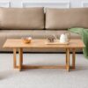 Rubber Wood And Solid Wood Coffee Table Modern Minimalist Rattan Weaving Design, Living Room Balcony, Multifunctional Small Sized Furniture - Natural - Image 8