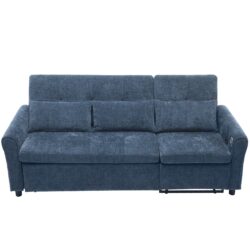 2 In 1 Sofa, 3 Seater Sofa With Sofa Bed And Reversible Recliner - Blue