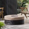 Modern Madras Ottoman With Ice Bucket Rattan, Iron, Waterproof Fabric - Brown - Image 2