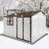 10'x8' Garden Sheds Outdoor Storage Sheds With Window - White / Coffee - Image 6