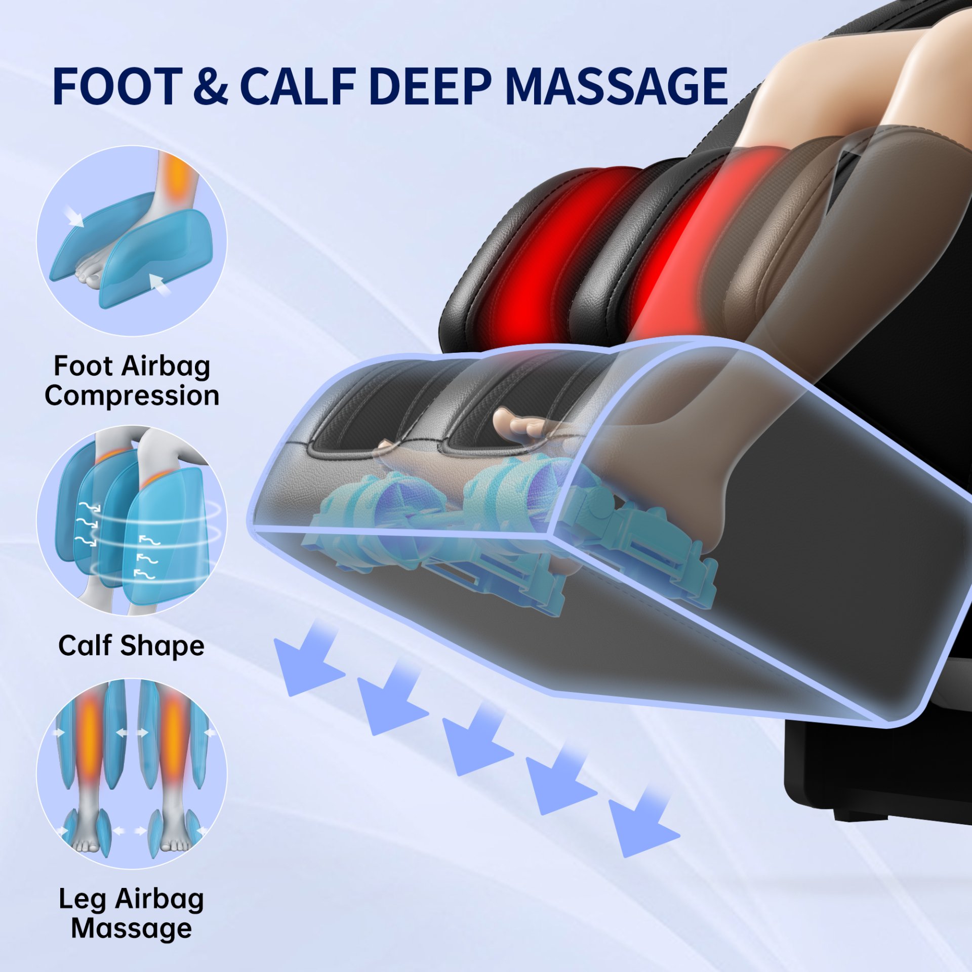 Full Body Massage Chair, Full Body Zero Gravity With 3D Massage Mechanism, 6 Auto Massage Mode, Waist And Calf Heater, Foot Roller, Bluetooth Speaker - Black - Image 8