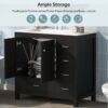 Bathroom Vanity With Ceramic Sink Combo, Abundant Storage Cabinet 2 Soft Close Doors And 5 Drawers - Black - Image 6