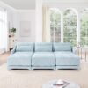 Ergonomic 3 Seater Sofa With Movable Ottomans And Lumbar Pillow Chenille - Sky Blue - Image 20