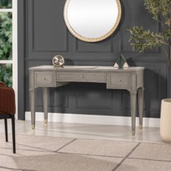 Dauphin - 3 Drawer Executive Desk - Gray Cashmere