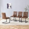 Ergonomic Technology Fabric Dining Chairs With Black Metal Legs, Comfortably Simple Design, (Set of 4) - Brown - Image 4