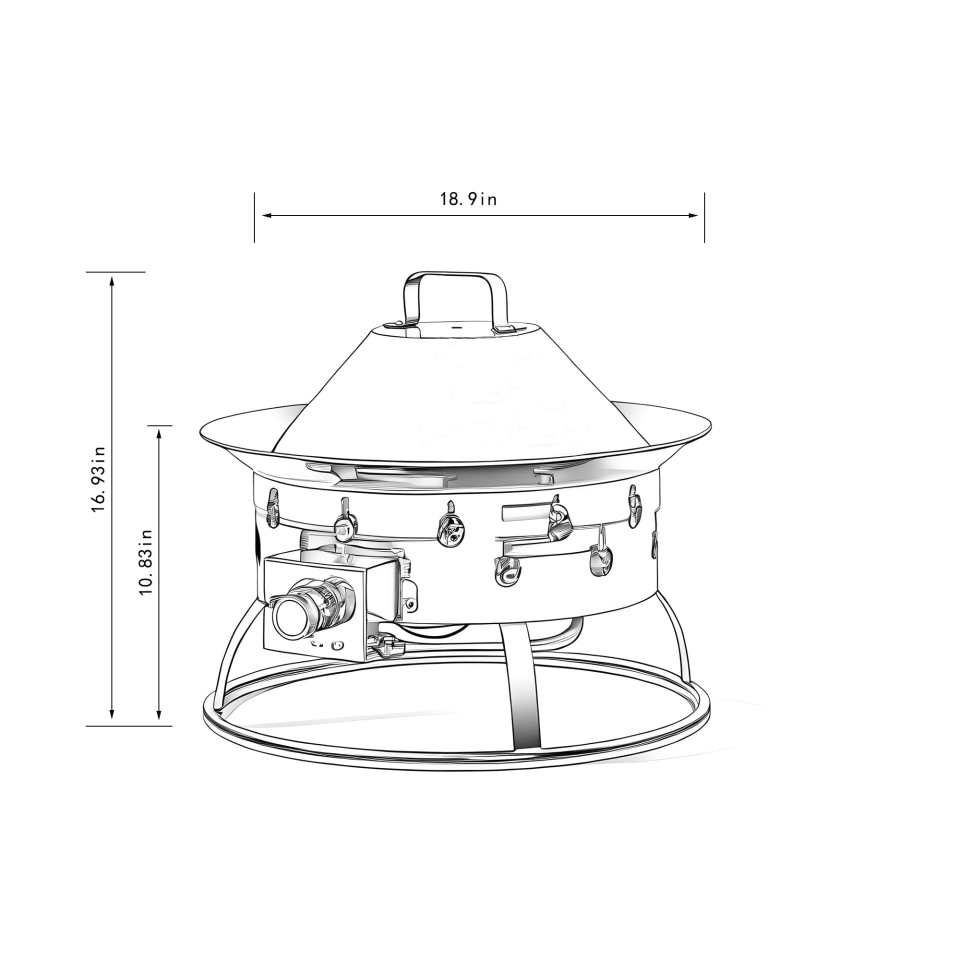 19" Propane Gas Fire Pit Table, 50000 Btu Round Steel Fire Pit For Outside Patio Deck Garden Backyard - Black - Image 3