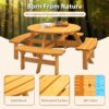 8 Person Wooden Picnic Table, Outdoor Camping Dining Table With Seat, Garden, Diy With 4 Built-In Benches, 2220Lb Capacity - Natural - Image 4