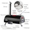 Pizza Oven Outdoor 12" Automatic Rotatable Pizza Ovens Portable Stainless Steel Wood Fired Pizza Oven Pizza Maker With Built-In Thermometer Pizza Cutter Carry Bag - Black - Image 3