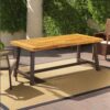 Carlie - Outdoor Sandblast Dining Table With Rustic Metal Iron Legs - Brown / Black - Image 2