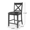 Farmhouse Style Counter Height Chair With Upholstered Seat - Black - Image 3