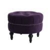 Dawn - Tufted Round Ottoman Nailhead Accents - Purple - Image 12