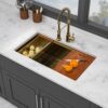 Undermount Kitchen Sink With Workstation, 16 Gauge Deep Bowl - Gold - Image 4