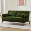 Modern Loveseat Sofa 2 Seater With USB Ports, Cylindrical Armrests - Green - Image 8