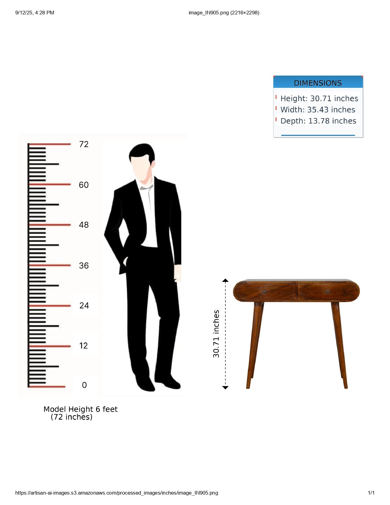 London - Console Table - Chestnut - Image 14