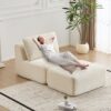 Compressed Sofa, Single Chaise Longue, Movable Ottoman For Living Room - Beige - Image 7