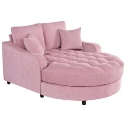 Modern Chaise Lounge Sofa Bed Upholstered Sofa Couch With Tufted Seat And Detachable Pillows For Living Room - Pink