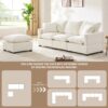 Modern Modular Sofa, 4 Seat Chenille Sectional Couch Set With 2 Pillows Included, Freely Combinable Indoor Funiture - White - Image 18