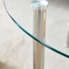 Contemporary Minimalist Double Layer Tempered Glass Coffee Table With Plated Legs - Silver / Transparent - Image 6