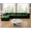 Modular Sectional Sofa With Storage Cylindrical Backrest And Armrests Deep Comfortable Seating Chenille 4 Seat L Shaped Sofa - Green - Image 14