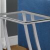 Accent Table, C - Shaped, Tempered Glass, Contemporary & Modern - Silver - Image 2