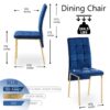 5 Piece Dining Set Including Velvet High Back Golden Color Legs Nordic Dining Chair & Creative Design Dining Table - Blue - Image 8